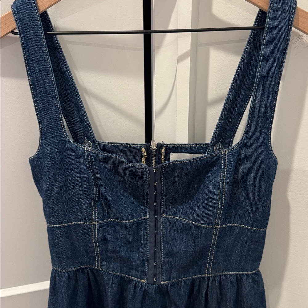 Anthropologie Reformation Tagliatelle Denim Midi Dress 4 NWT $218 - Picture 7 of 11